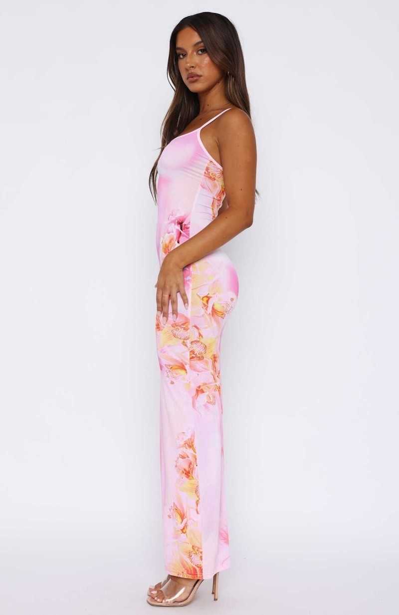 White Fox Feeling The Heat Maxi Dress Pink Sherbet | BWJGCE-391