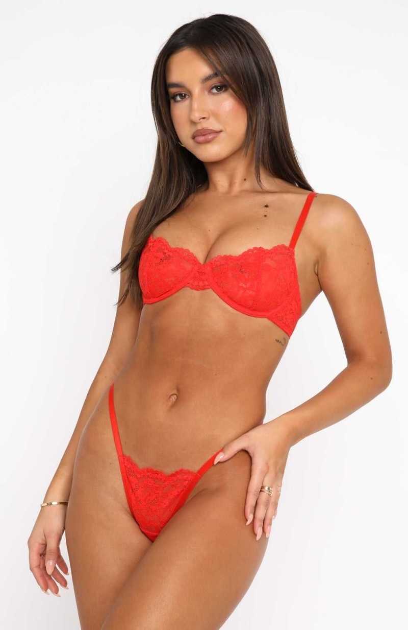 White Fox Fine Arts Lace Lingerie Set Red | TYMWQS-704