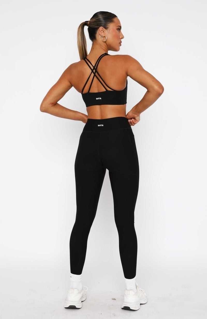 White Fox Flexi High Waisted Pocket Leggings Black | PFUKAS-682