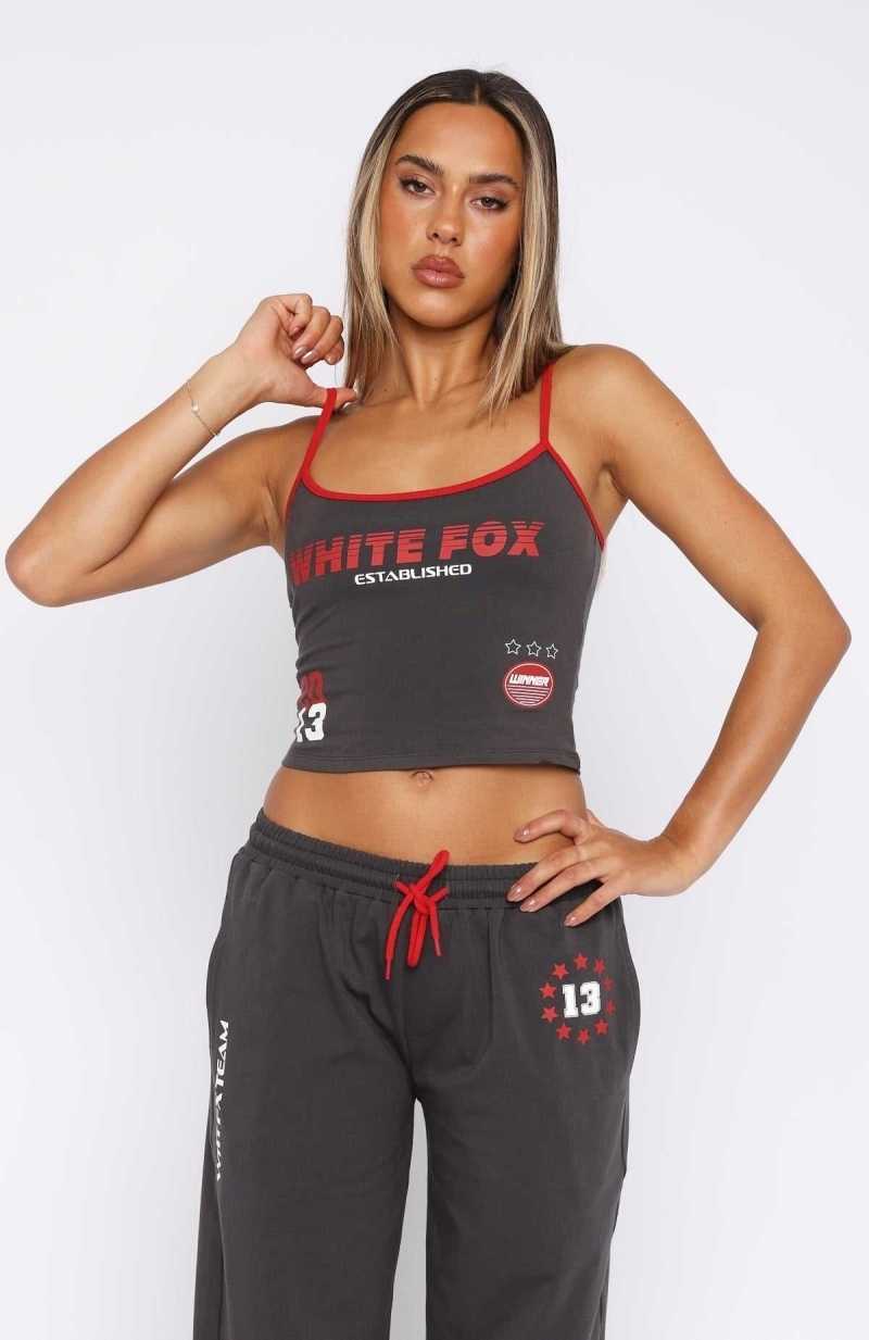 White Fox Full Schedule Singlet Charcoal | XNYVQW-650