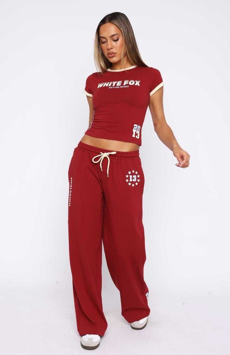 White Fox Full Schedule Track Pants Burgundy | XYRDNW-280