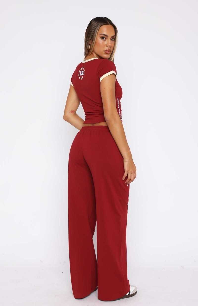 White Fox Full Schedule Track Pants Burgundy | XYRDNW-280