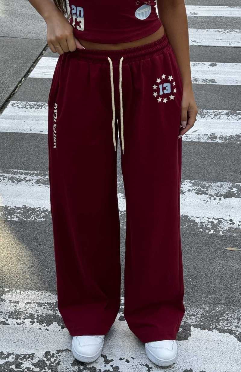 White Fox Full Schedule Track Pants Burgundy | XYRDNW-280