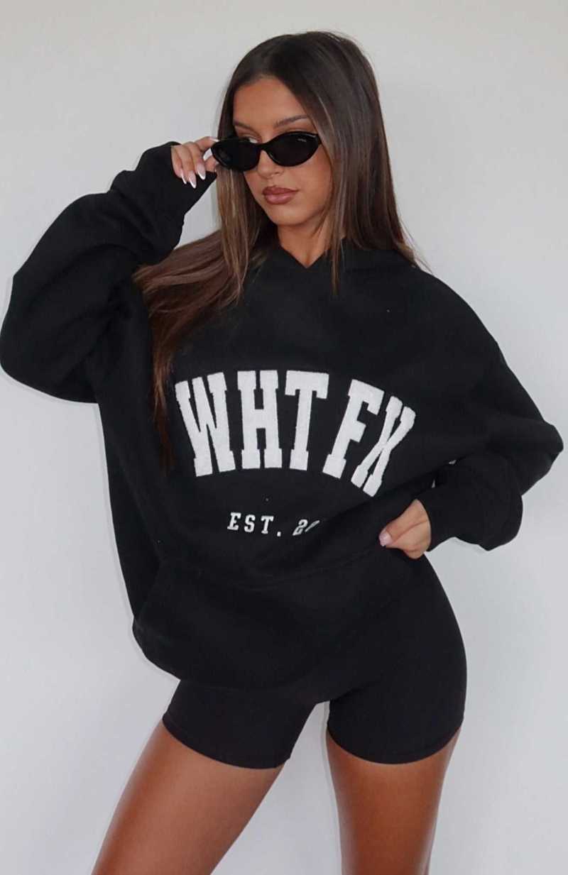 White Fox Give It Away Oversized Hoodie Black | BTSRAW-657