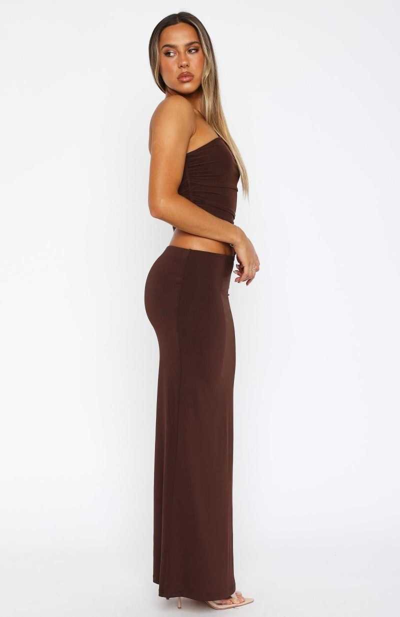 White Fox Give Me The Chance Maxi Dress Chocolate | WRASLY-143