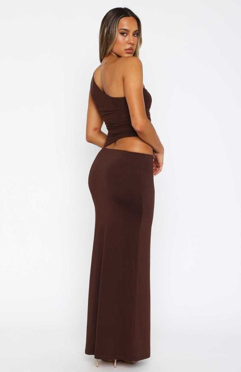 White Fox Give Me The Chance Maxi Dress Chocolate | WRASLY-143