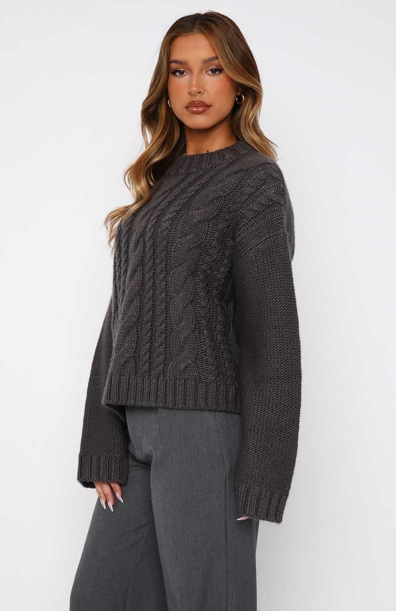 White Fox Glacier Knit Sweater Storm | PRHLJF-374