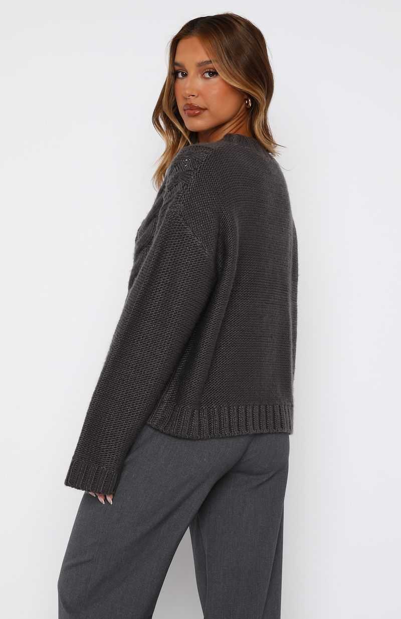 White Fox Glacier Knit Sweater Storm | PRHLJF-374