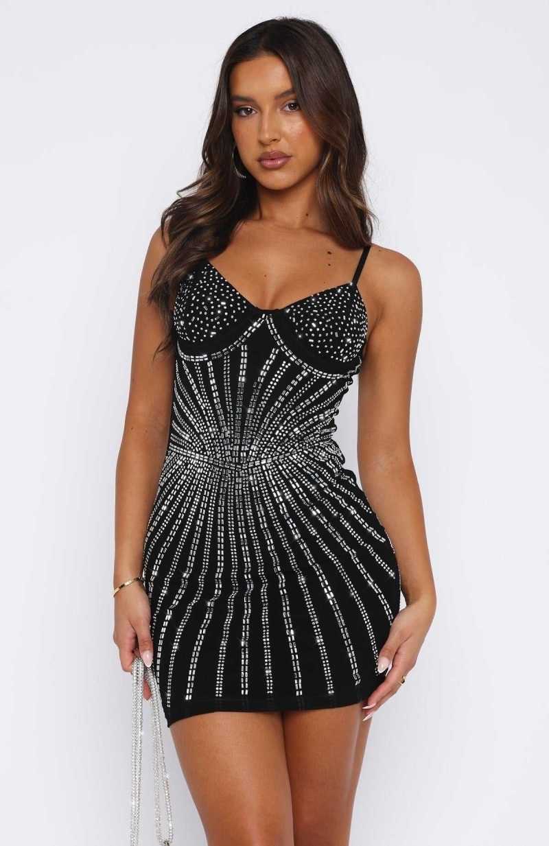 White Fox Glitz And Glamour Mini Dress Black | GZQWFL-918