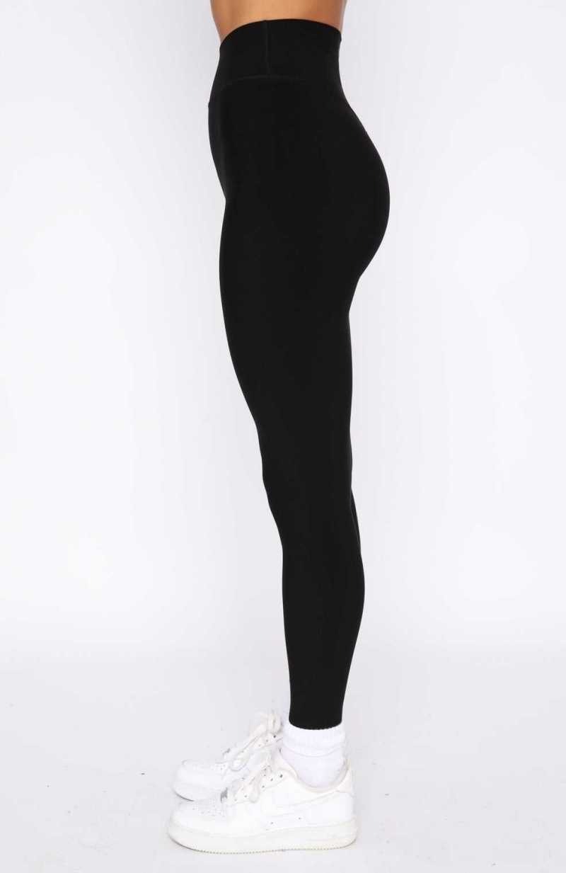 White Fox Go Getter High Waisted Leggings Black | OWJIGE-406