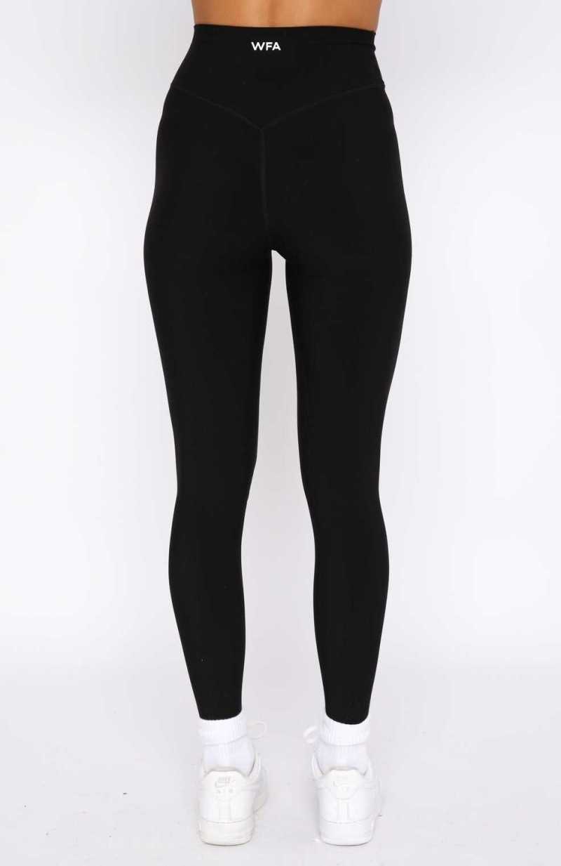 White Fox Go Getter High Waisted Leggings Black | OWJIGE-406