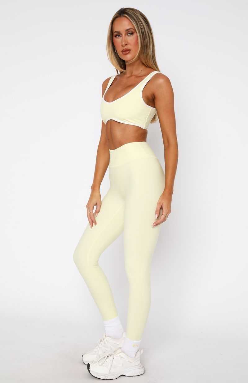 White Fox Go Getter High Waisted Leggings Lemon | XVFNDI-468