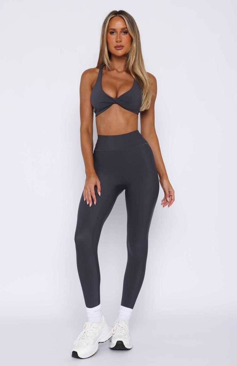 White Fox Go Getter High Waisted Leggings Charcoal | RBEMFV-658