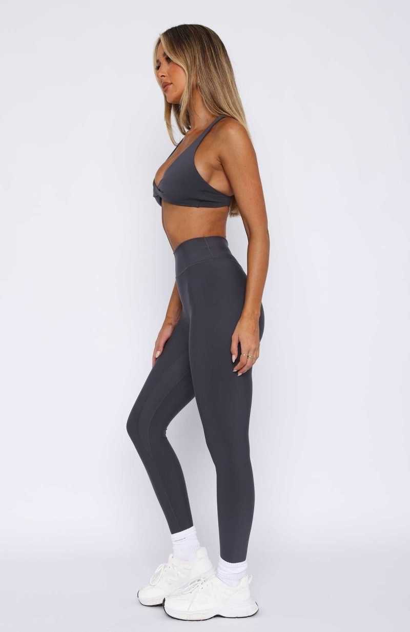 White Fox Go Getter High Waisted Leggings Charcoal | RBEMFV-658