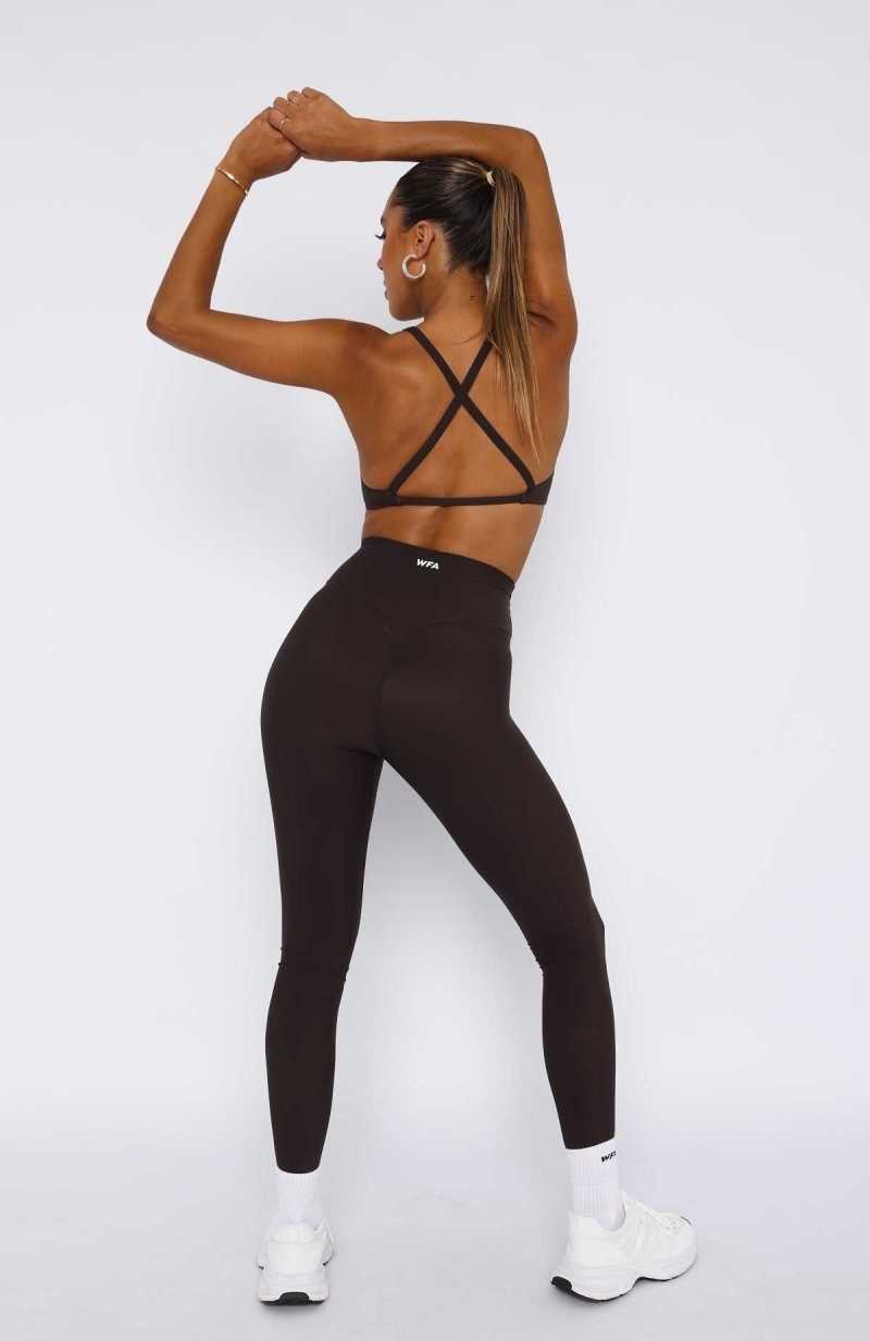 White Fox Go Getter High Waisted Leggings Espresso | HGPYQZ-430