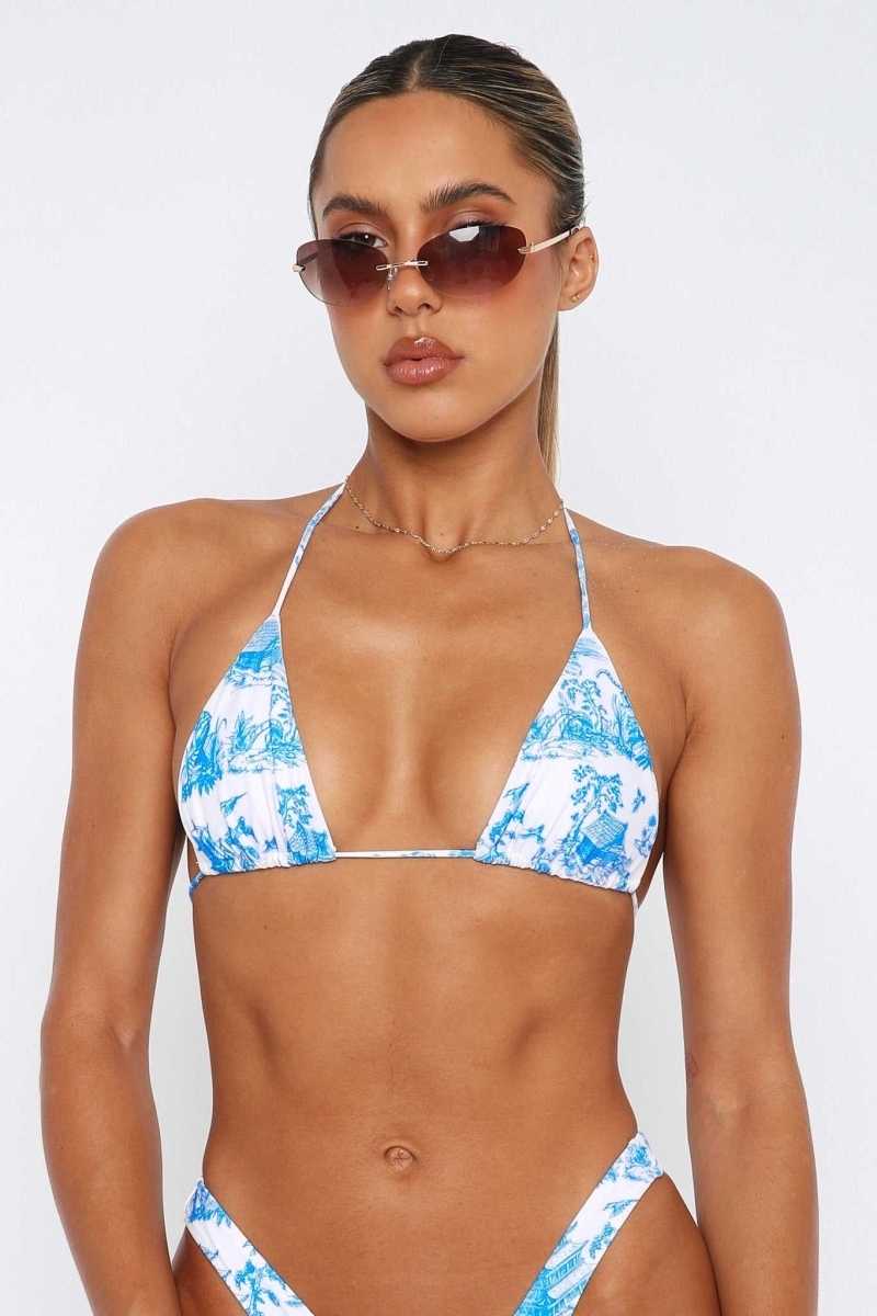 White Fox Golden Hour Bikini Top Cerulean | FCGQOP-421