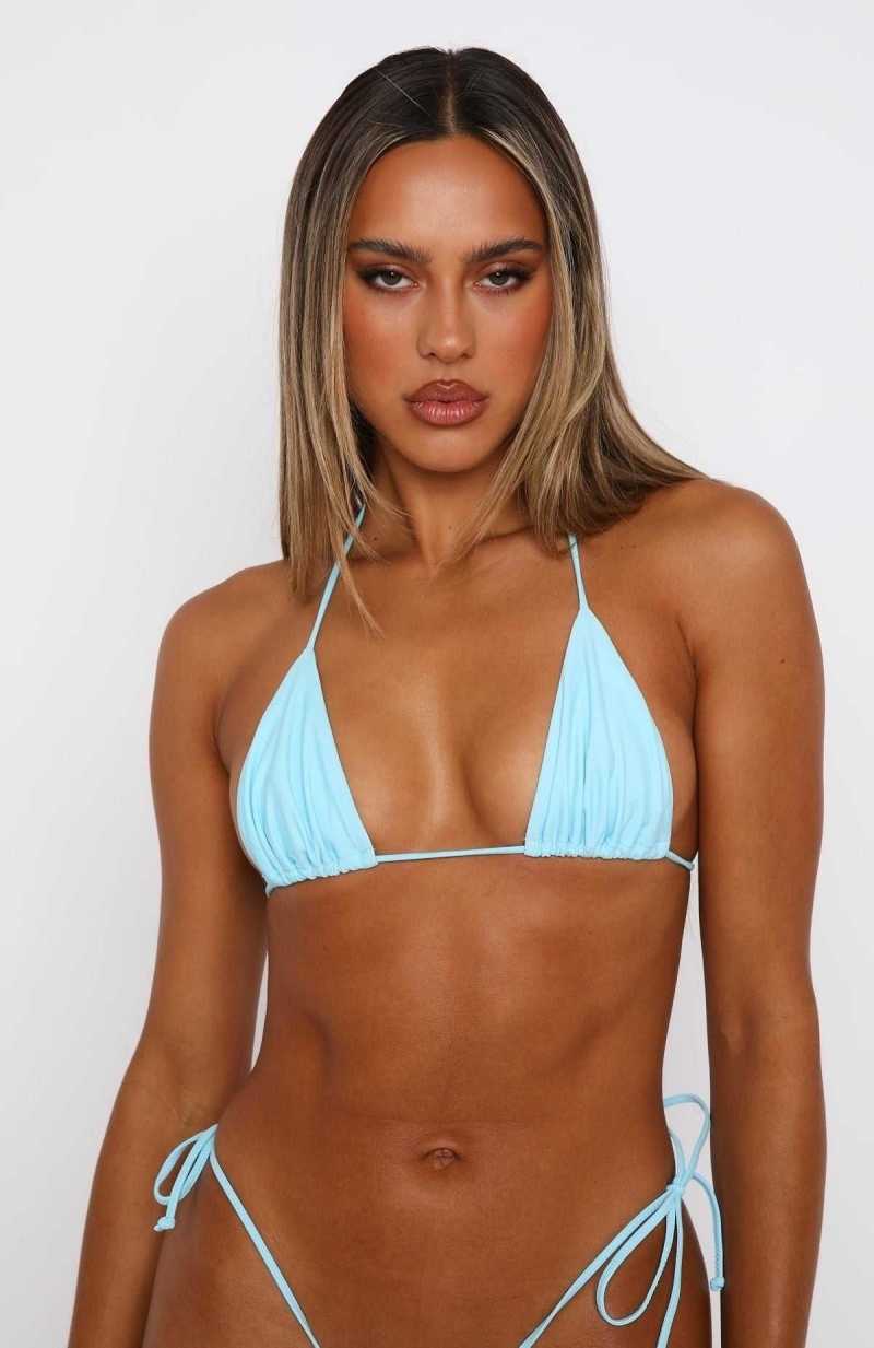 White Fox Golden Hour Bikini Top Malibu Blue | KVGQCL-251