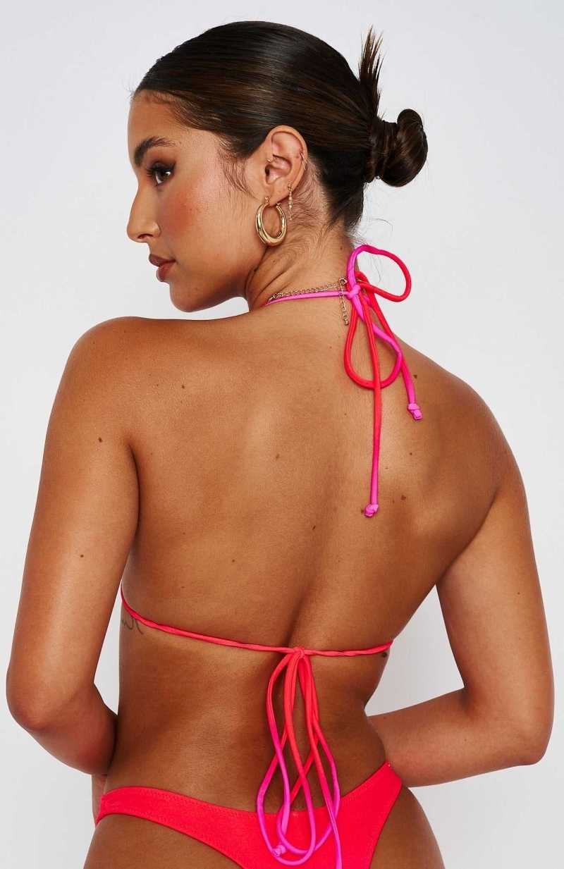 White Fox Golden Hour Bikini Top Strawberry Ombre | XCRKQS-652