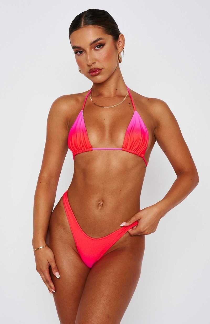 White Fox Golden Hour Bikini Top Strawberry Ombre | XCRKQS-652