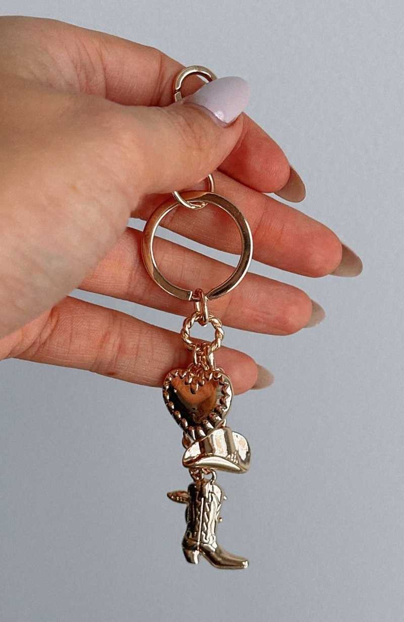 White Fox Good Girl Gone Missing Key Chain Gold | JTBNEH-435