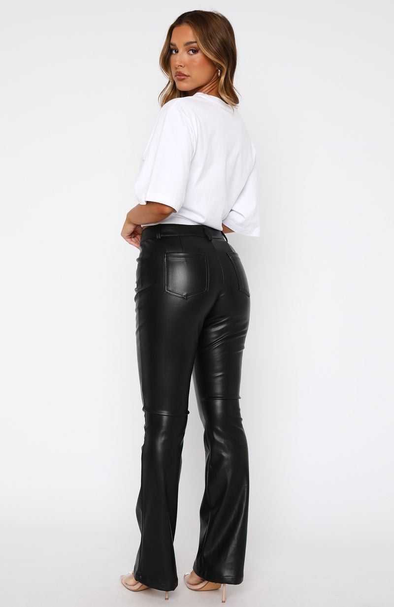 White Fox Good Luck Guaranteed PU Pants Black | HVYLJZ-402