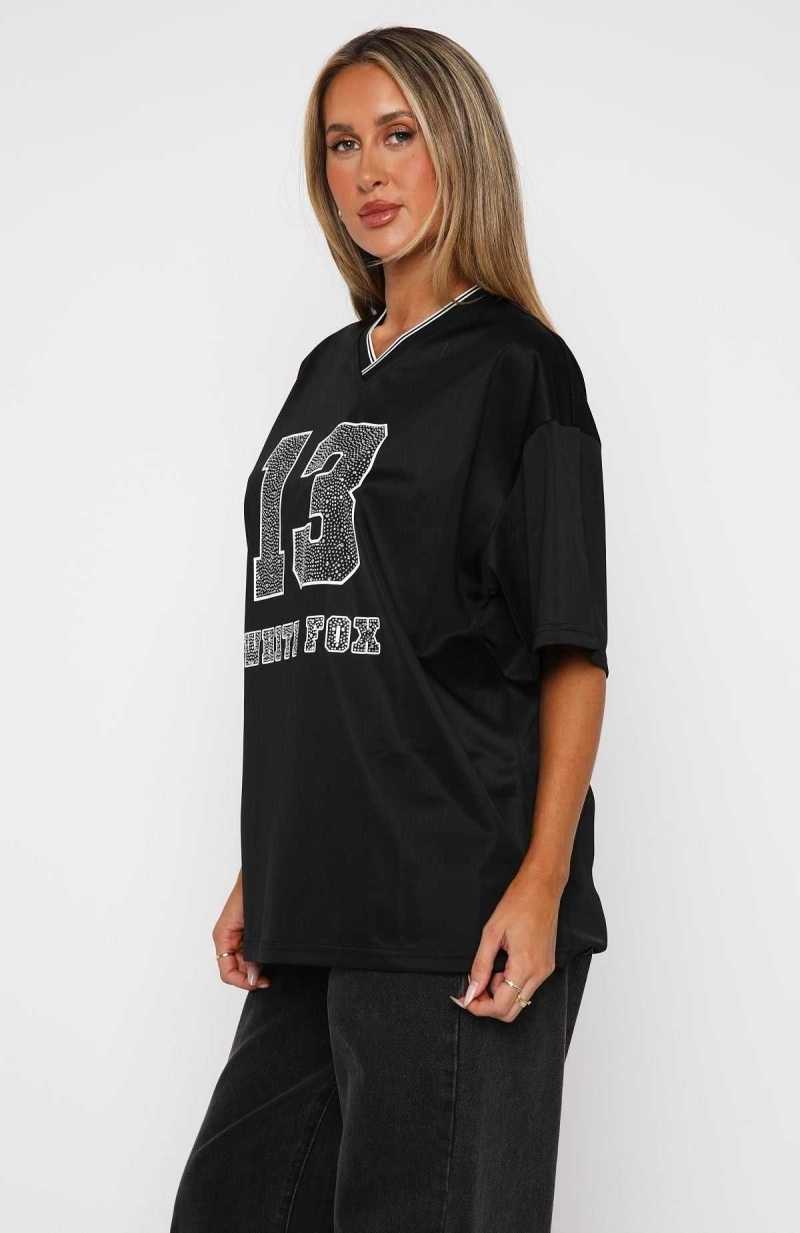 White Fox Greedy Oversized Jersey Black | CZFHTX-493