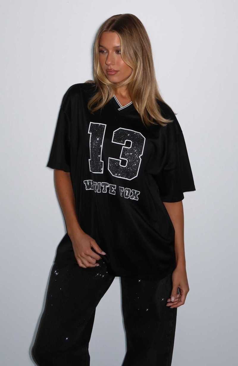 White Fox Greedy Oversized Jersey Black | CZFHTX-493