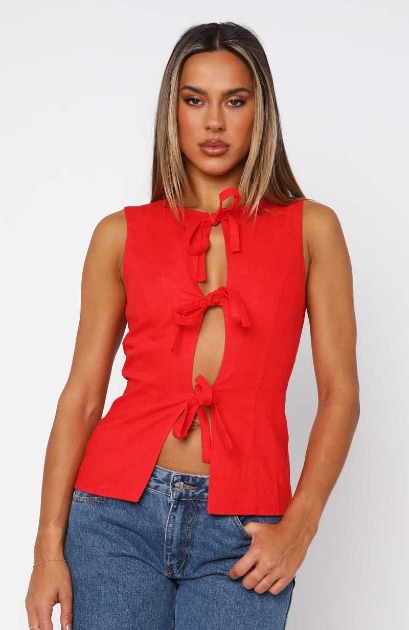 White Fox Hello Goodbye Top Red | IHLPGJ-182