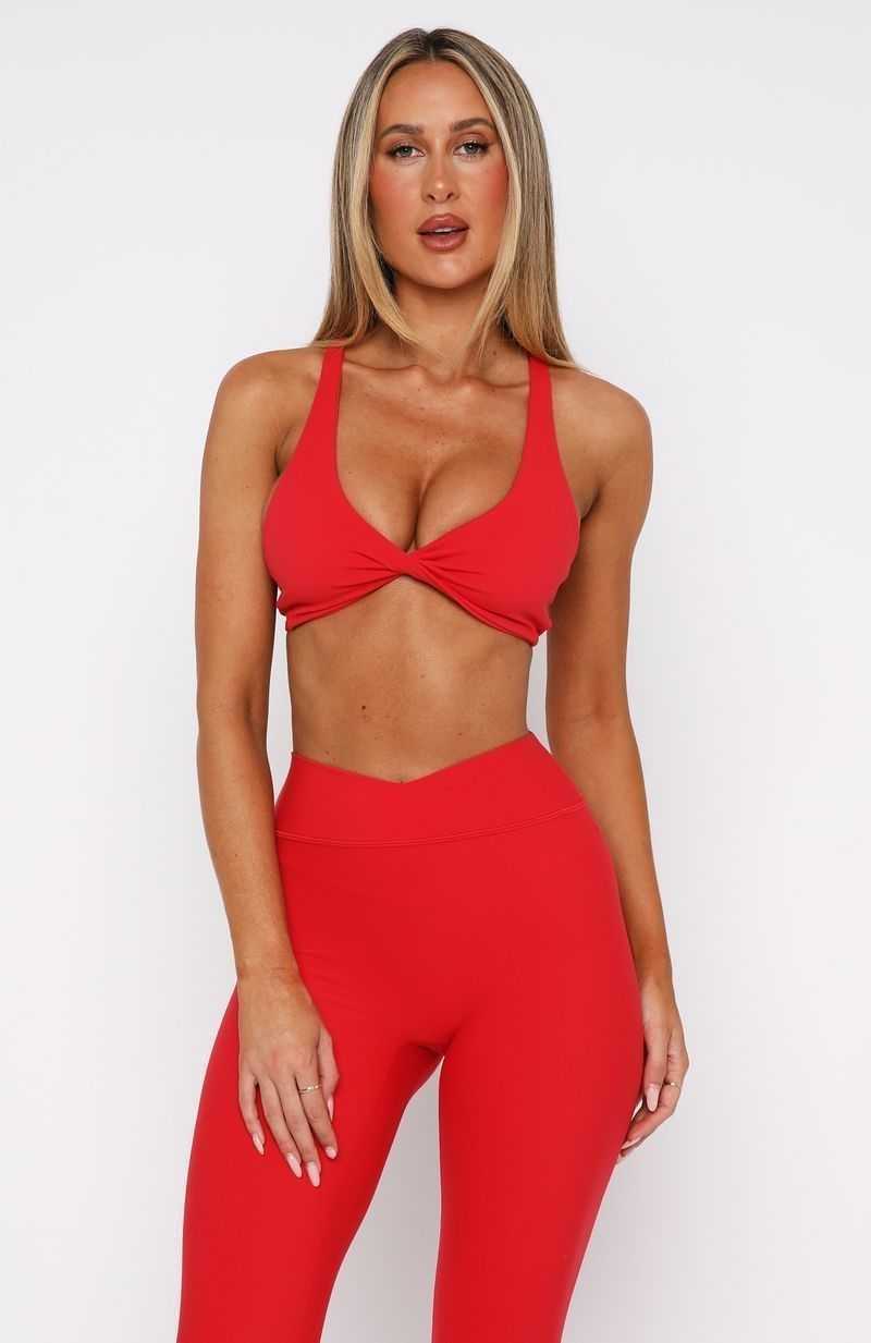 White Fox High Definition Sports Bra Red | BHVYKU-128