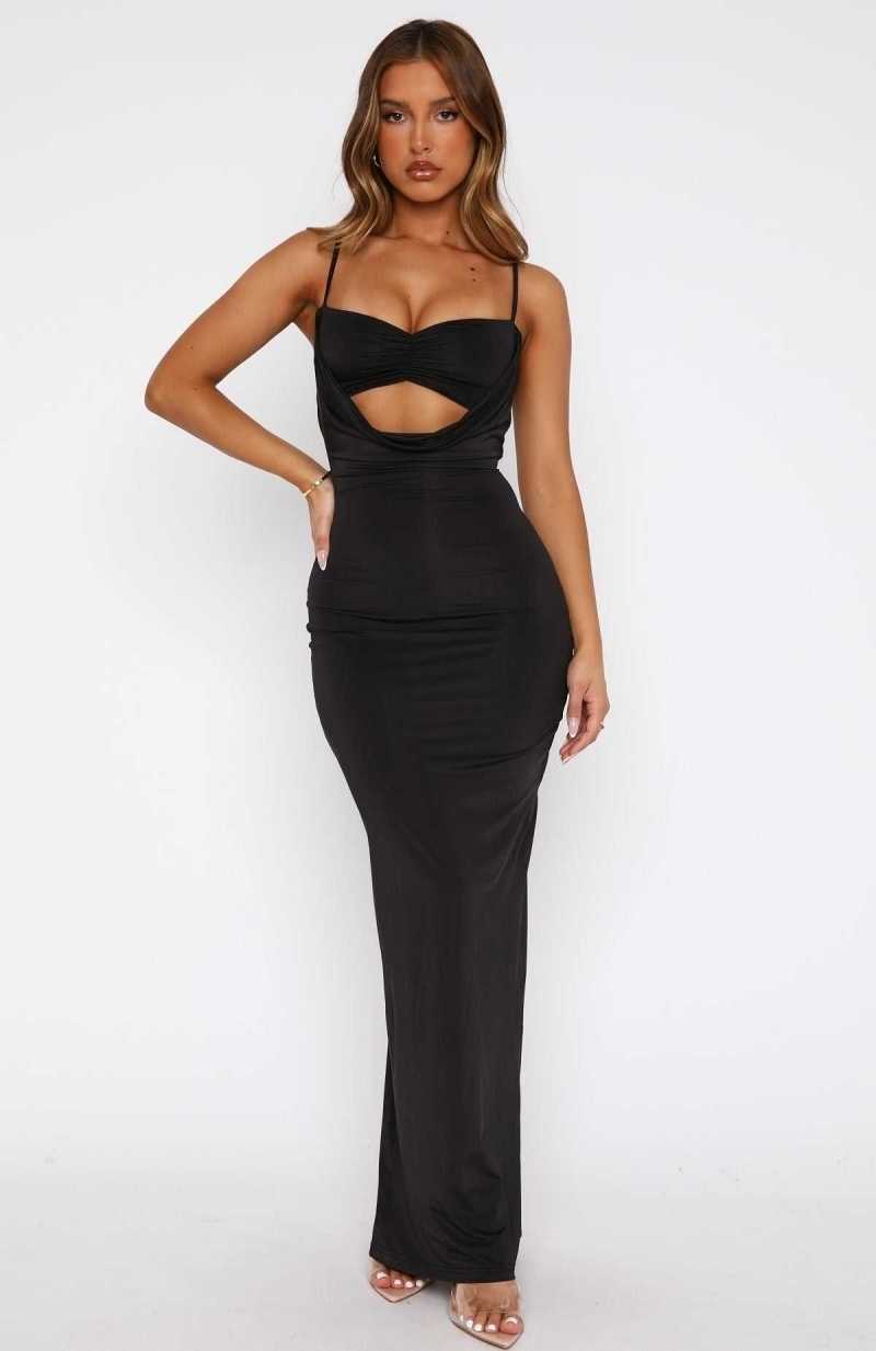 White Fox Hit The City Maxi Dress Black | XAEGZL-178