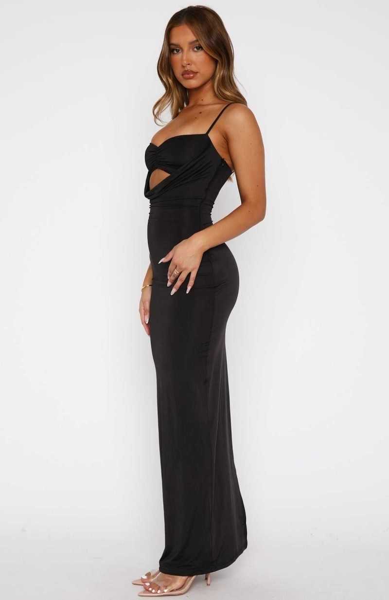 White Fox Hit The City Maxi Dress Black | XAEGZL-178