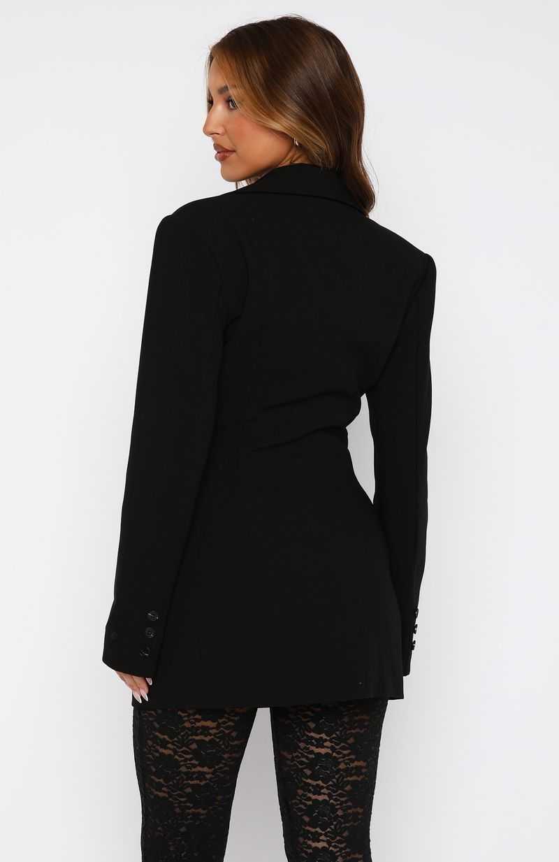 White Fox Hustle Hard Blazer Dress Black | UOKBJS-902