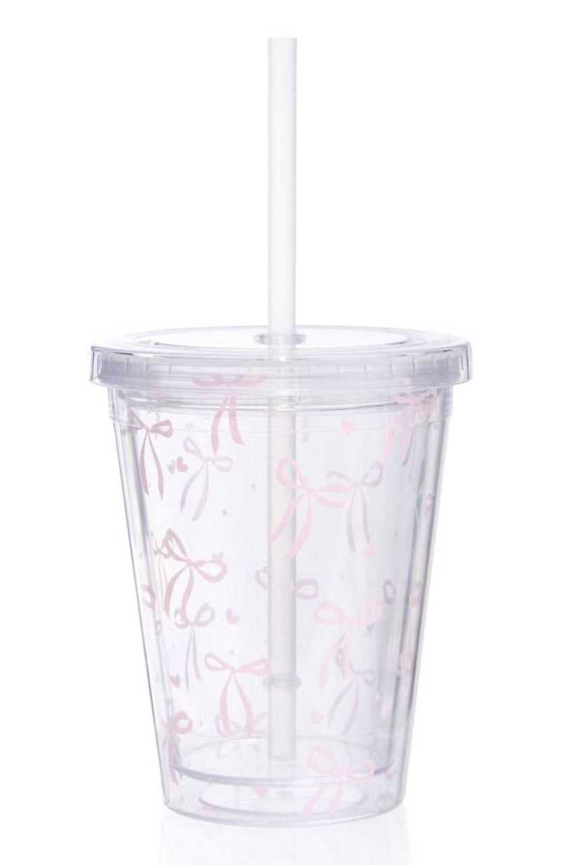 White Fox Iced Latte Tumbler Pink Bow | SMOQEU-437