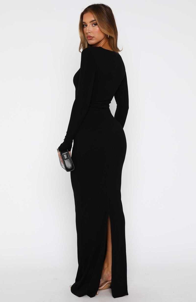 White Fox I'm Bossy Maxi Dress Black | HCNYPI-937