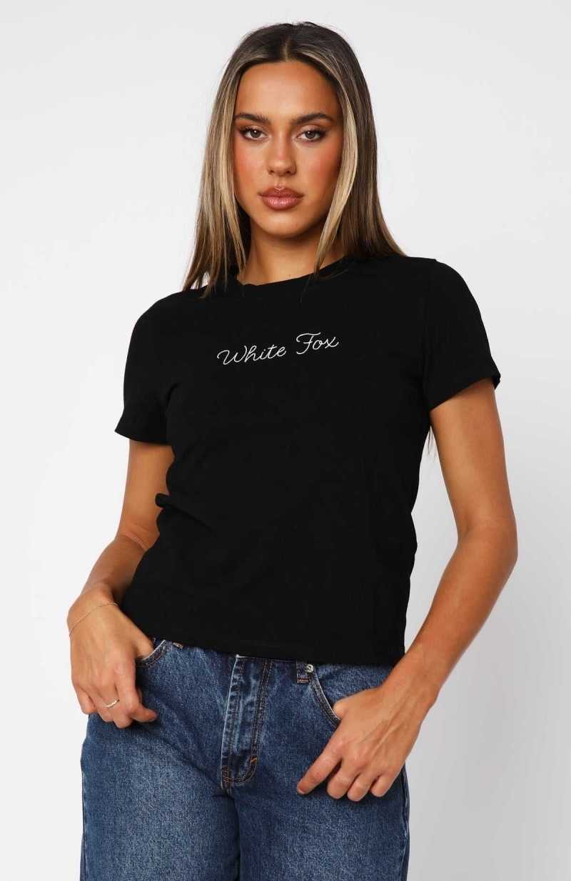 White Fox I'm Taken Relaxed Baby Tee Black | LDRJXT-430