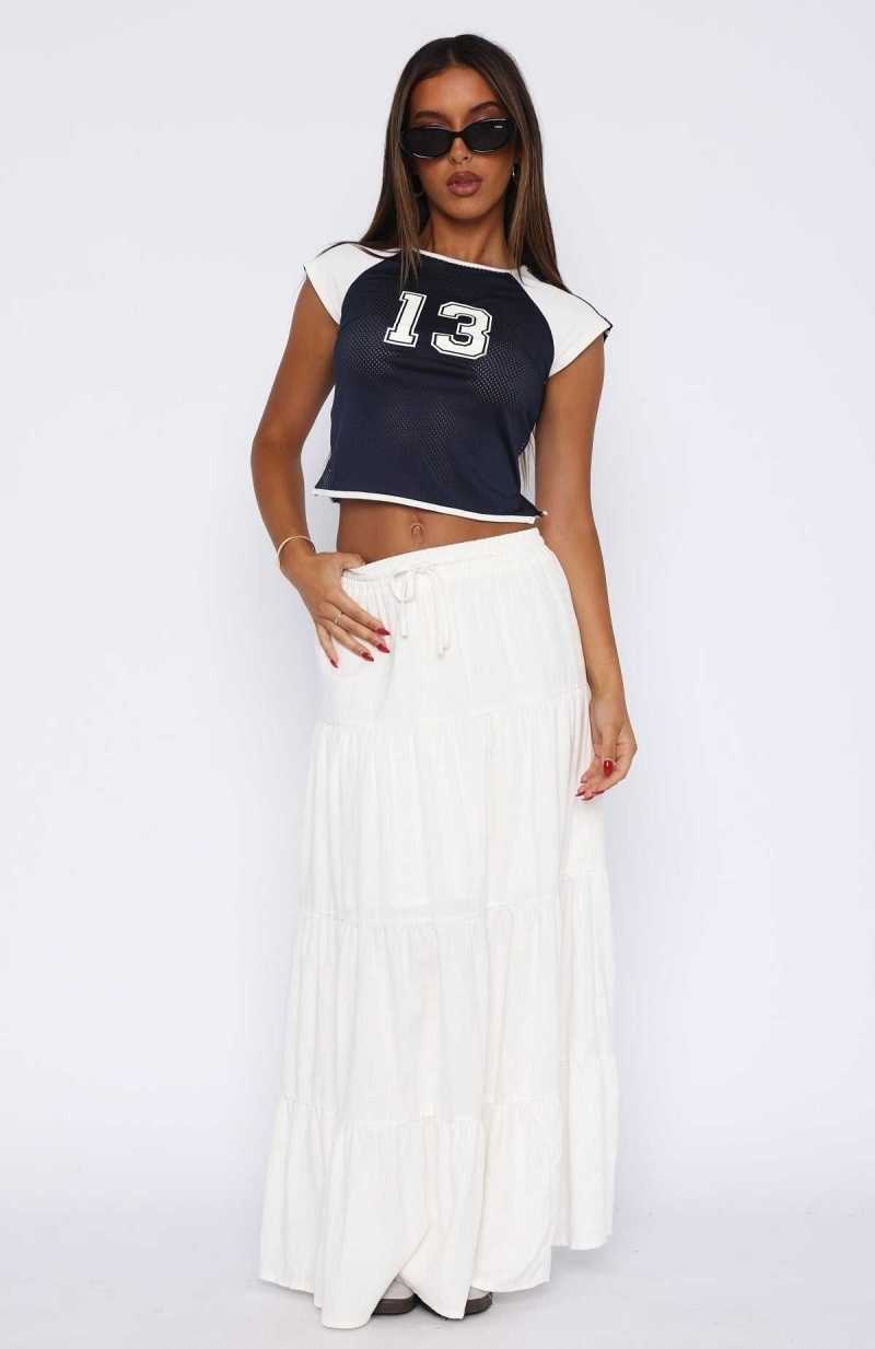 White Fox In That Moment Maxi Skirt White | NKXYSV-679