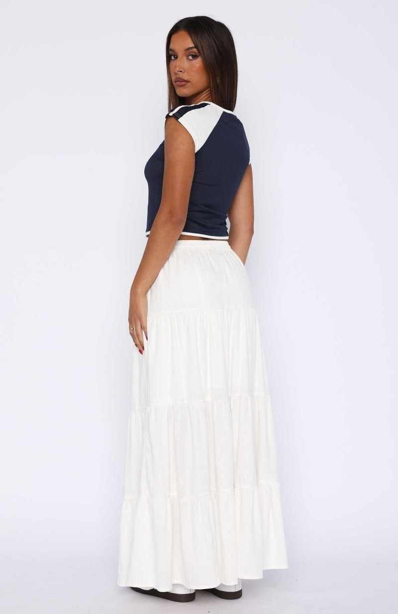 White Fox In That Moment Maxi Skirt White | NKXYSV-679