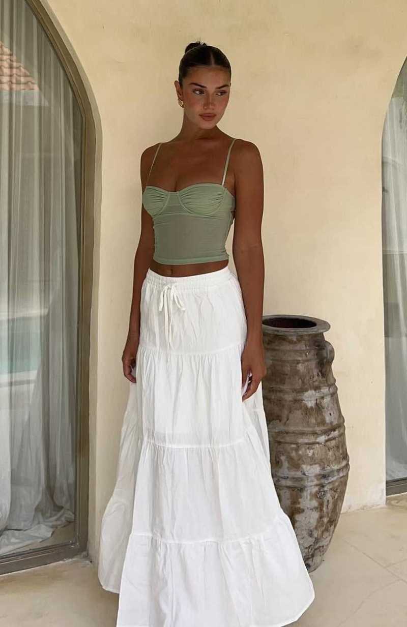 White Fox In That Moment Maxi Skirt White | NKXYSV-679