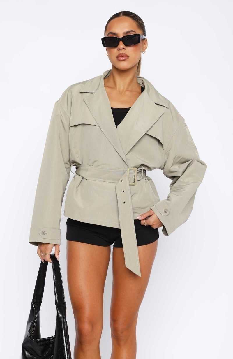 White Fox Indecisive Cropped Trench Khaki | OGTQRJ-328