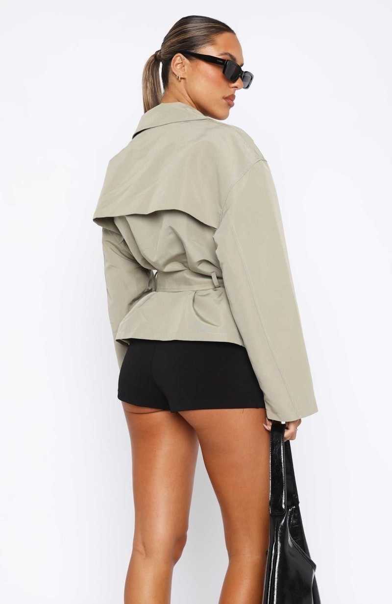 White Fox Indecisive Cropped Trench Khaki | OGTQRJ-328