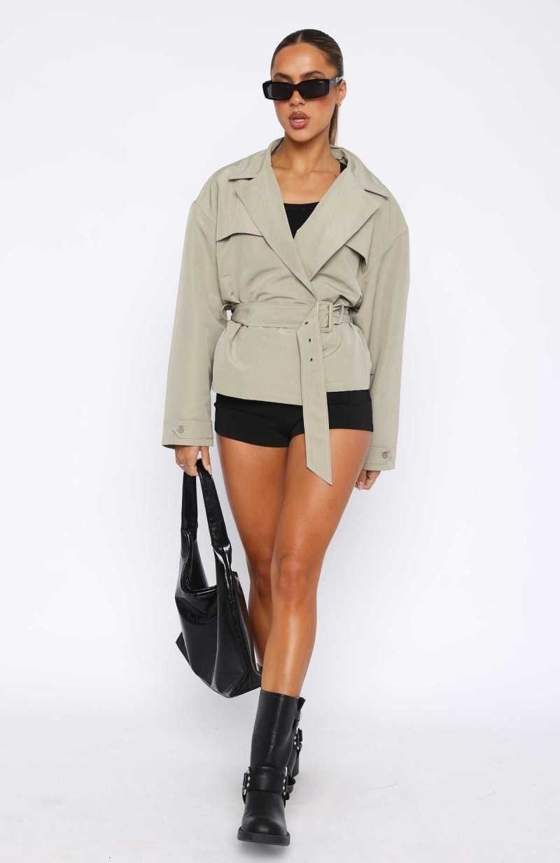 White Fox Indecisive Cropped Trench Khaki | OGTQRJ-328