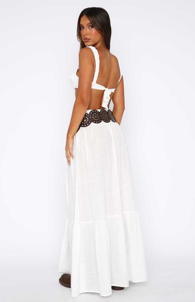 White Fox Infatuated Maxi Skirt White | EXUPDH-310