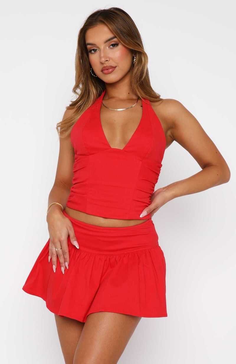 White Fox Inner Thoughts Mini Skort Red | XRPFGL-642