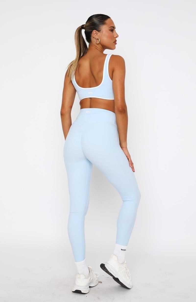 White Fox Intensity Scrunch Leggings Baby Blue | MSERQW-592