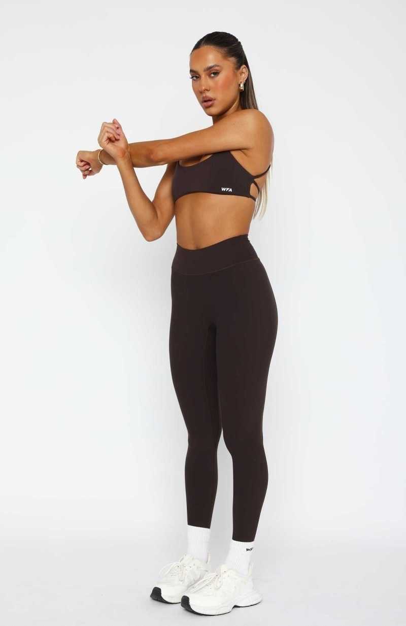 White Fox Intensity Scrunch Leggings Espresso | SXJEFP-370