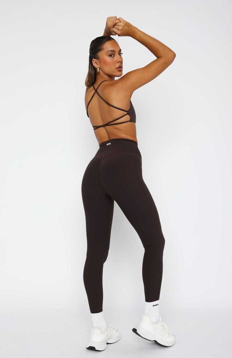 White Fox Intensity Scrunch Leggings Espresso | SXJEFP-370