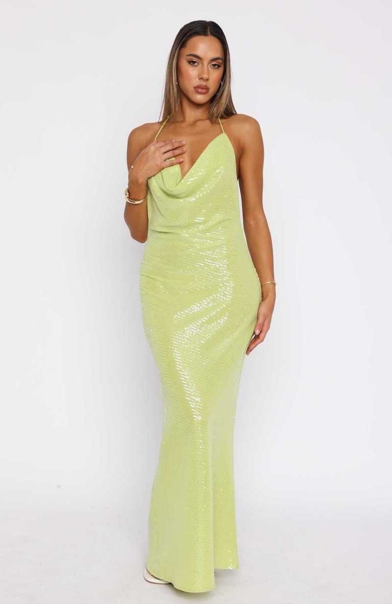 White Fox Island Dreams Maxi Dress Apple Green | JTGOZV-059