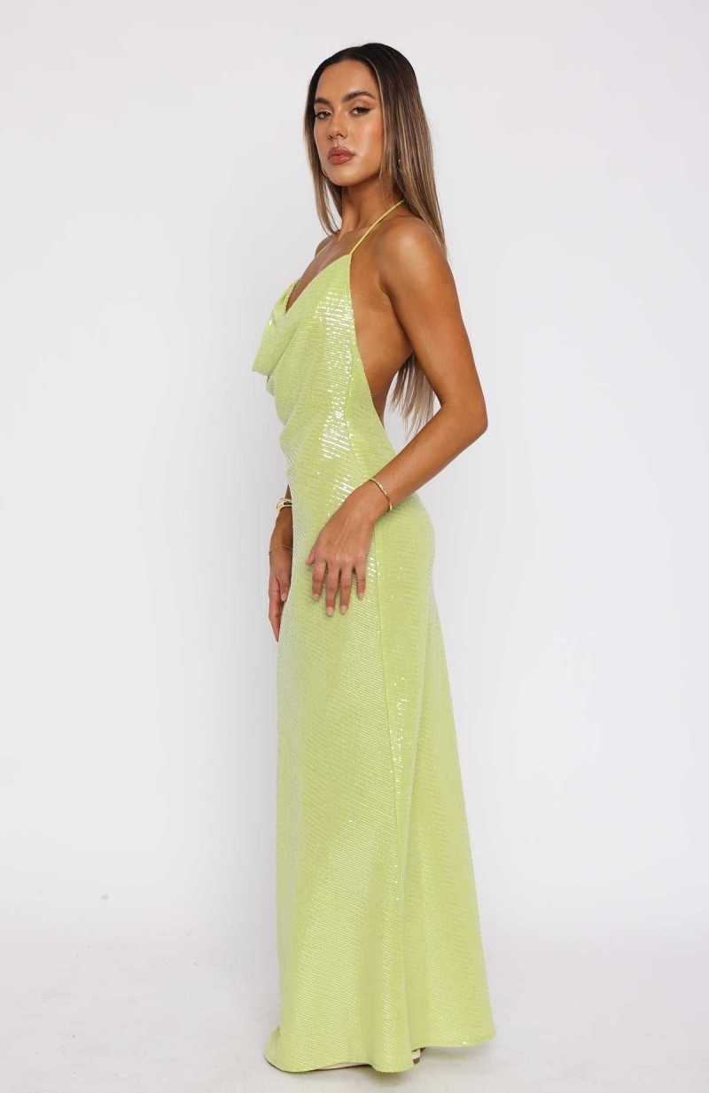 White Fox Island Dreams Maxi Dress Apple Green | JTGOZV-059