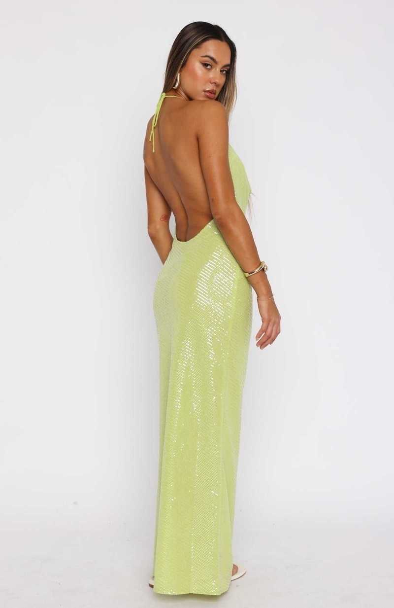 White Fox Island Dreams Maxi Dress Apple Green | JTGOZV-059