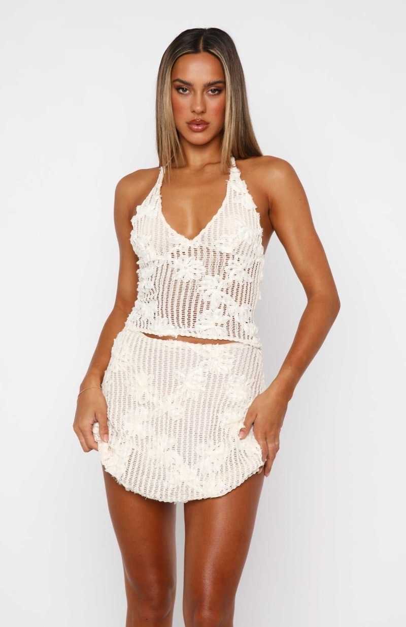 White Fox Isle Of Capri Mini Skirt Cream | GPZVOH-954